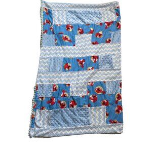 Handmade Unisex Baby Quilted Crib Blanket Elmo u Hand Stitched Patchwork Chenill
